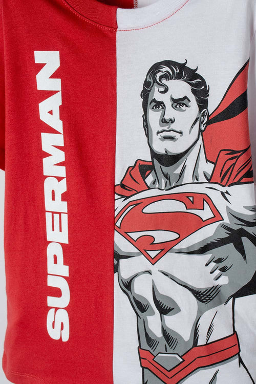 SUPERMAN SHORT-SLEEVED T-SHIRT FOR BOYS, RED AND WHITE