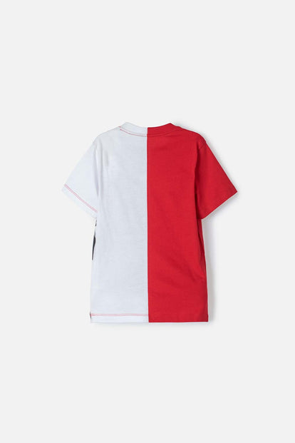 CAMISETA DE SUPERMAN MANGA CORTA ROJO Y BLANCO PARA NIÑO