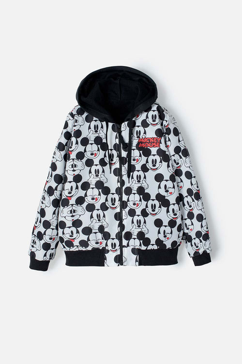 BUZO DE  MICKEY MOUSE CON CAPUCHA NEGRO, BLANCO Y ROJO PARA NIÑA