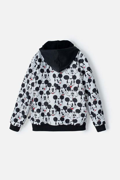 BUZO DE  MICKEY MOUSE CON CAPUCHA NEGRO, BLANCO Y ROJO PARA NIÑA