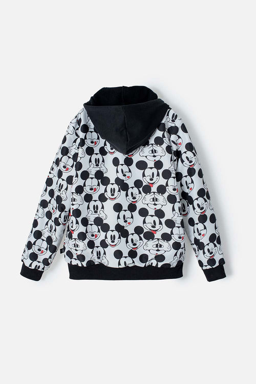 BUZO DE  MICKEY MOUSE CON CAPUCHA NEGRO, BLANCO Y ROJO PARA NIÑA