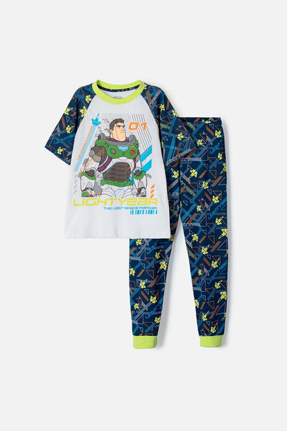 PIJAMA DE NIÑO, MANGA CORTA/ PANTALÓN LARGO BLANCA/AZUL/VERDE DE BUZZ LIGHTYEAR