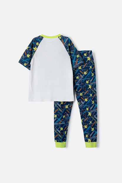 PIJAMA DE NIÑO, MANGA CORTA/ PANTALÓN LARGO BLANCA/AZUL/VERDE DE BUZZ LIGHTYEAR