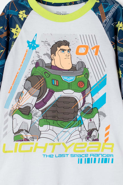 PIJAMA DE NIÑO, MANGA CORTA/ PANTALÓN LARGO BLANCA/AZUL/VERDE DE BUZZ LIGHTYEAR