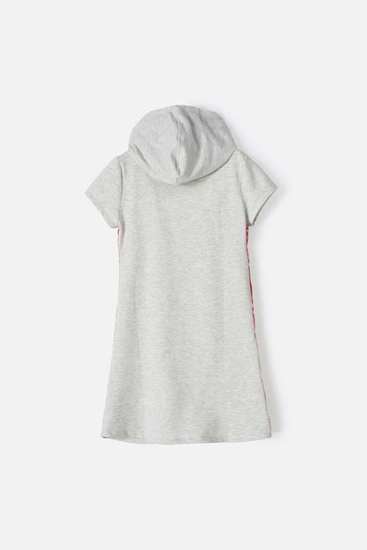 VESTIDO DE MICKEY MOUSE CON CAPUCHA GRIS Y ROJO PARA NIÑA