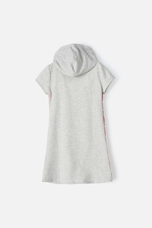 VESTIDO DE MICKEY MOUSE CON CAPUCHA GRIS Y ROJO PARA NIÑA