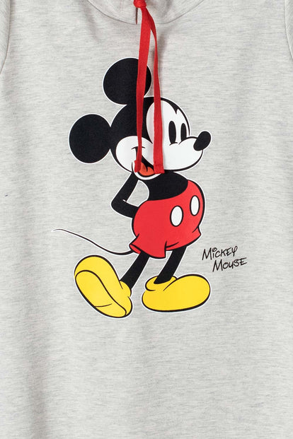 VESTIDO DE MICKEY MOUSE CON CAPUCHA GRIS Y ROJO PARA NIÑA