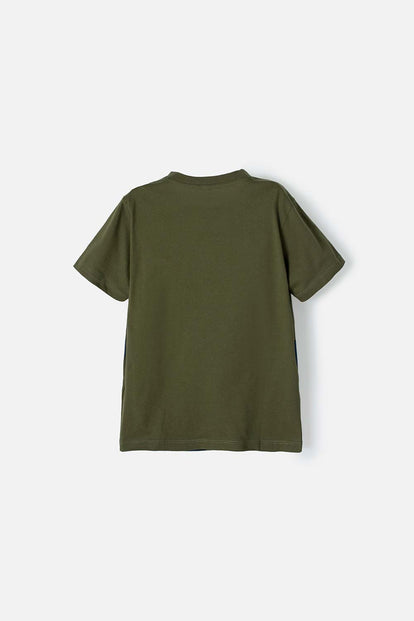 CAMISETA DE NARUTO CUELLO REDONDO VERDE MILITAR PARA TEEN NIÑO