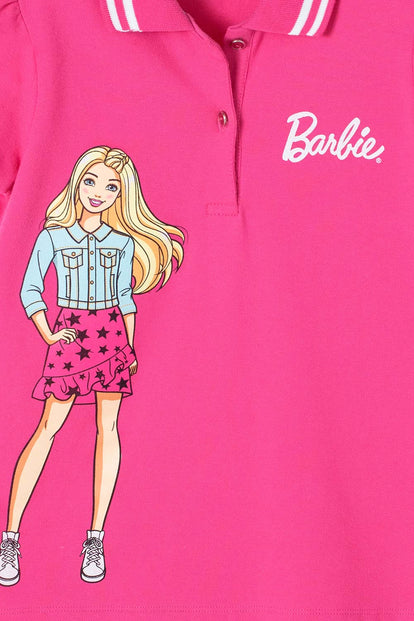 CAMISETA TIPO POLO DE BARBIE FUCSIA PARA NIÑA