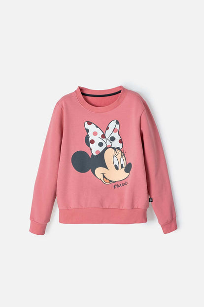 BUZO DE MINNIE MOUSE CERRADO ROSADO PARA NIÑA