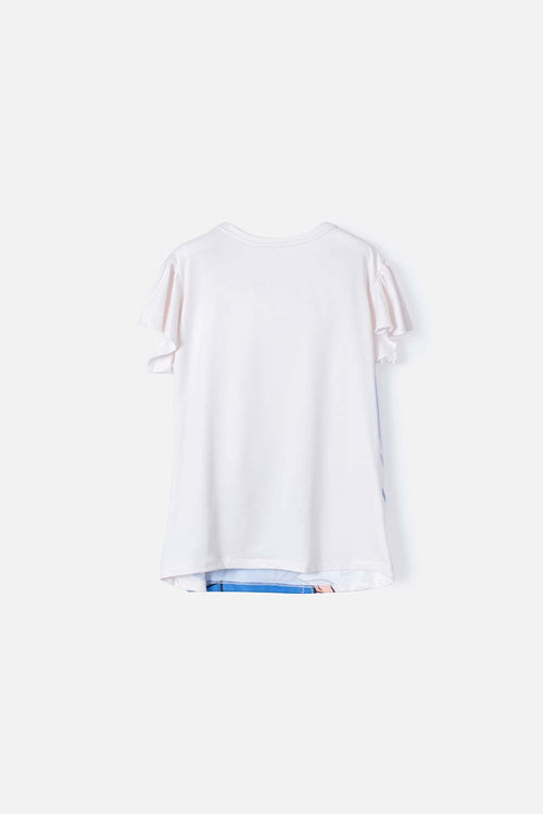 CAMISETA DE BARBIE MARFIL MANGA CORTA PARA NIÑA