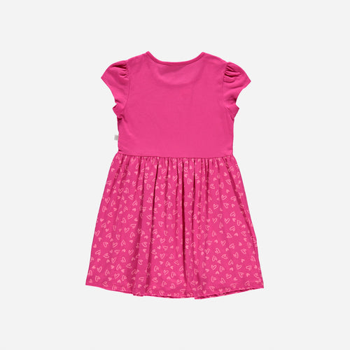 VESTIDO DE NIÑA,MANGA CORTA FUCSIA DE BARBIE