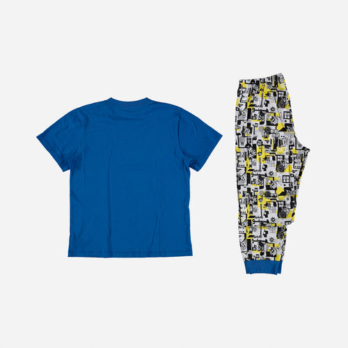 BOY'S PAJAMAS, SHORT SLEEVE/LONG PANTS BLUE/YELLOW MINIONS
