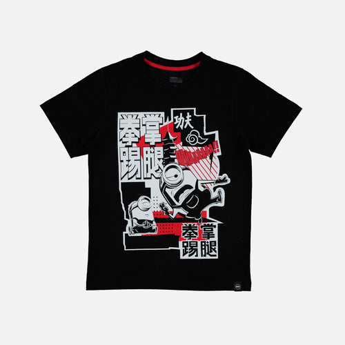 BOYS' BLACK SHORT SLEEVE MINIONS T-SHIRT