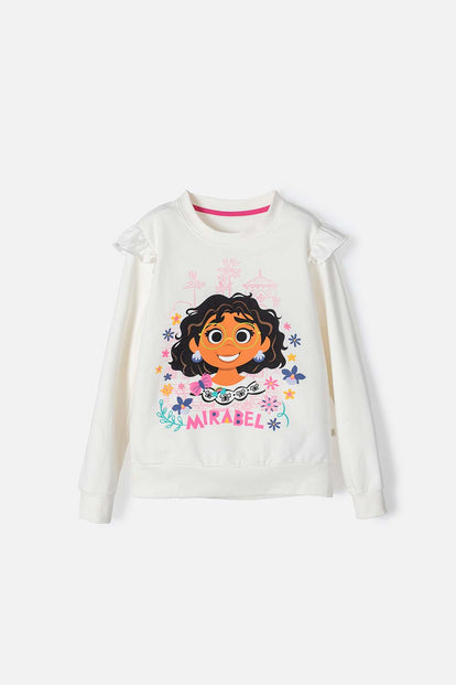 BUZO DE ENCANTO CON CUELLO REDONDO BLANCO PARA NIÑA
