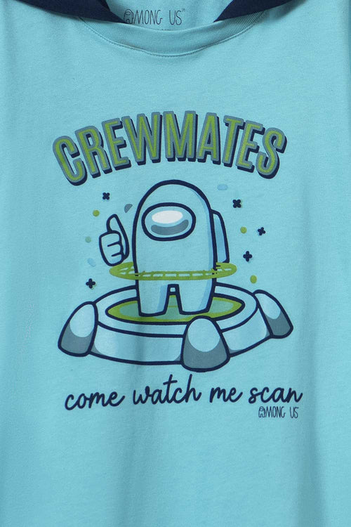 CAMISETA DE AMONG US CON CAPUCHA AZUL PARA TEEN NIÑO