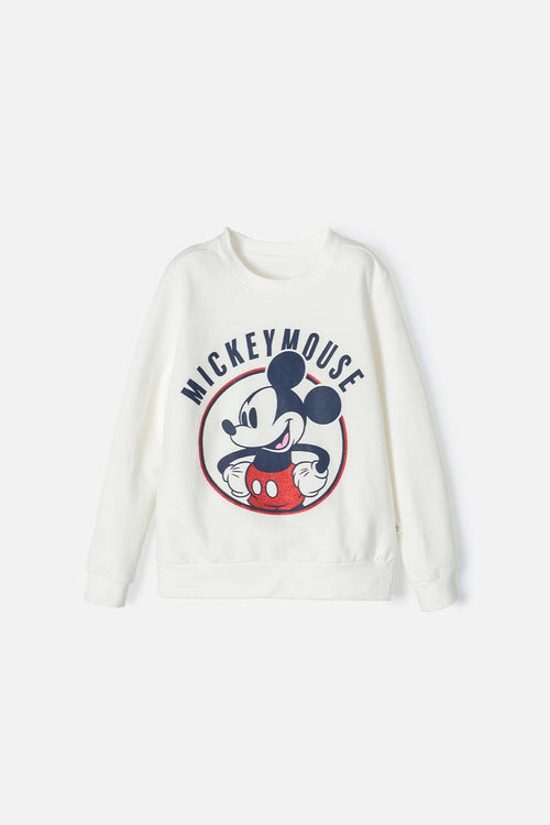 BUZO DE MICKEY MOUSE CERRADO MARFIL PARA NIÑA