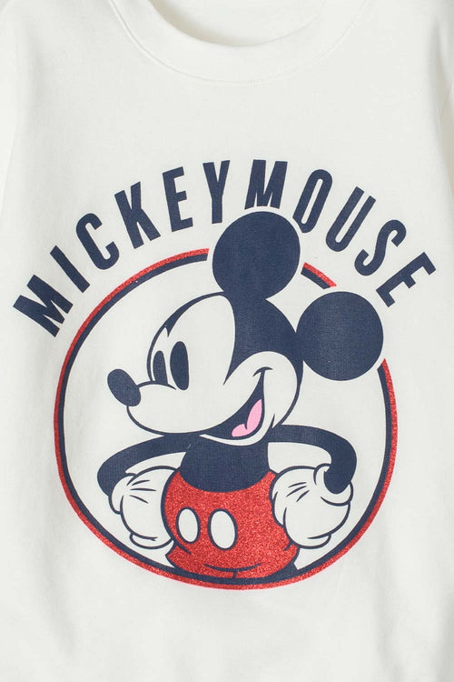 BUZO DE MICKEY MOUSE CERRADO MARFIL PARA NIÑA