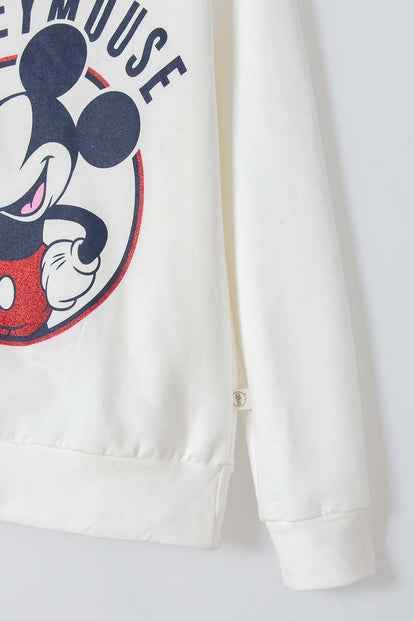 BUZO DE MICKEY MOUSE CERRADO MARFIL PARA NIÑA