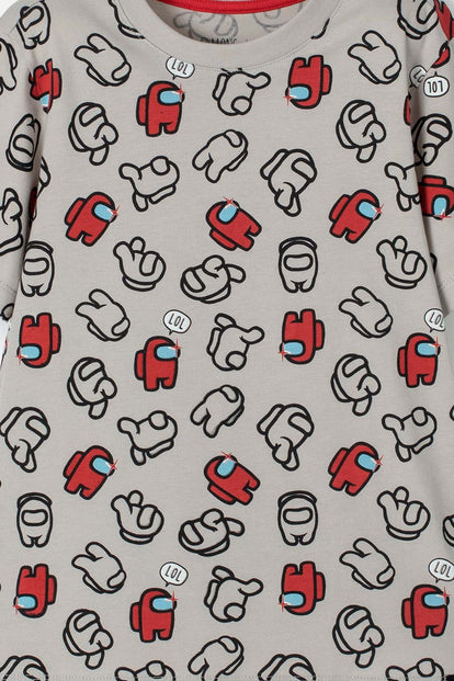 CAMISETA DE AMONG US MANGA CORTA GRIS PARA NIÑO