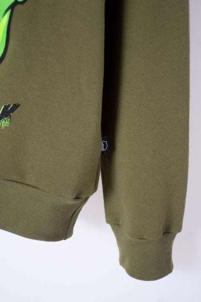 BUZO DE HULK CERRADO VERDE MILITAR PARA NIÑO