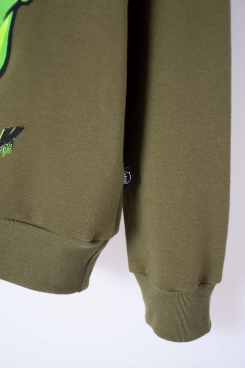 BUZO DE HULK CERRADO VERDE MILITAR PARA NIÑO
