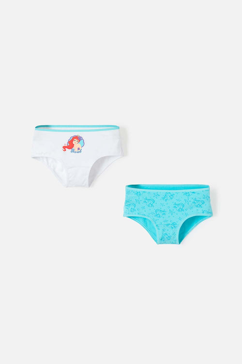 PACK X2 PANTIES, AZUL/BLANCA DE LA SIRENITA