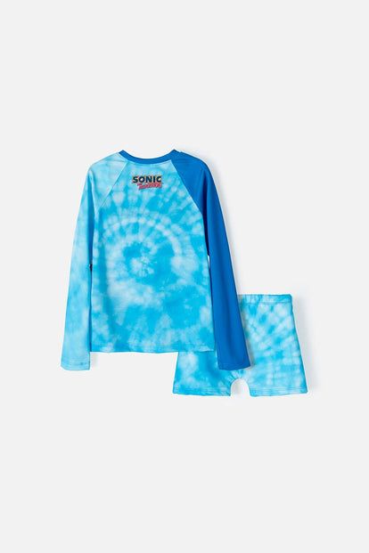 CONJUNTO DE BAÑO DE SONIC MANGA LARGA AZUL PARA NIÑO