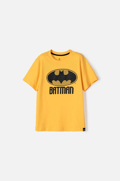 CAMISETA DE BATMAN MANGA CORTA AMARILLA PARA NIÑO