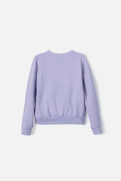 BUZO DE ENCANTO CUELLO REDONDO LILA PARA NIÑA