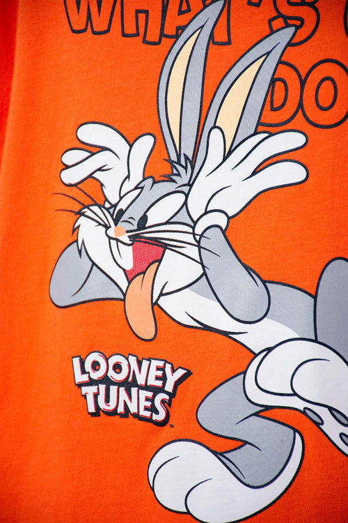 CAMISETA DE LOONEY TUNES MANGA CORTA NARANJA PARA NIÑO
