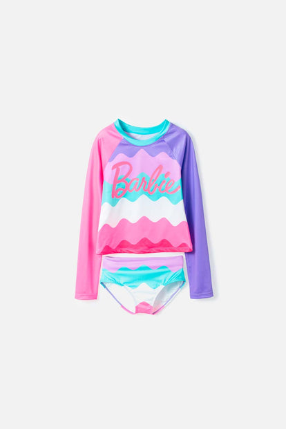CONJUNTO DE BAÑO DE BARBIE MULTICOLOR PARA NIÑA
