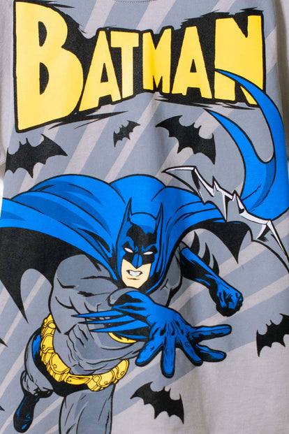 CAMISETA DE BATMAN CON CAPUCHA GRIS Y AZUL PARA NIÑO