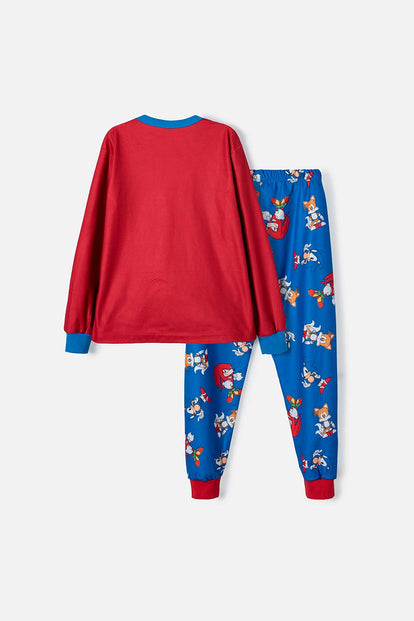PIJAMA DE SONIC DE PANTALÓN LARGO ROJA PARA NIÑO
