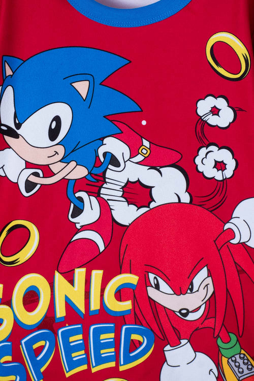 PIJAMA DE SONIC DE PANTALÓN LARGO ROJA PARA NIÑO