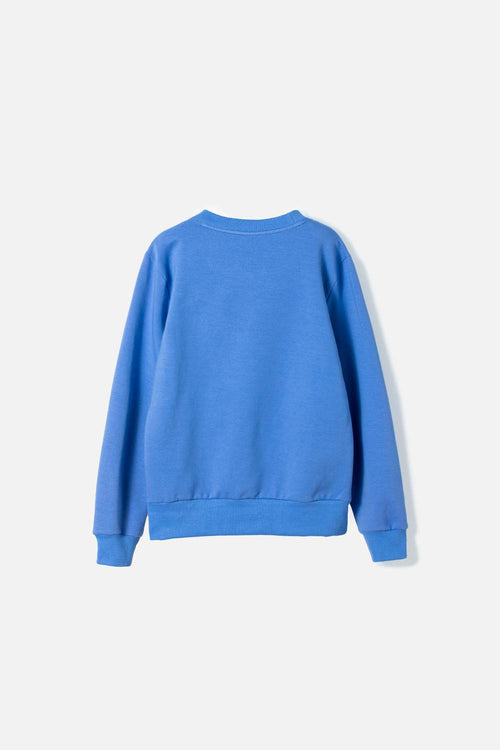 BUZO DE LA SIRENITA CUELLO REDONDO AZUL  PARA NIÑA