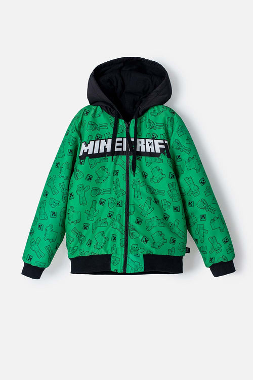 BOY'S GREEN AND BLACK MINECRAFT HOODED JACKET