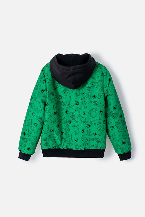 BOY'S GREEN AND BLACK MINECRAFT HOODED JACKET