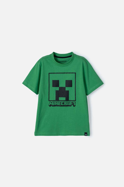 BOY'S SHORT SLEEVE GREEN MINECRAFT T-SHIRT