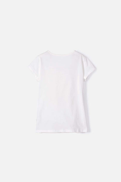 CAMISETA DE FROZEN MARFIL MANGA CORTA PARA NIÑA