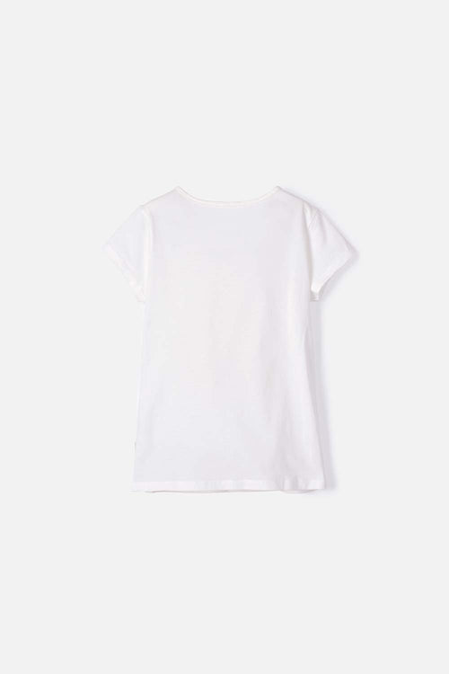 CAMISETA DE FROZEN MARFIL MANGA CORTA PARA NIÑA