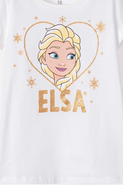 CAMISETA DE FROZEN MARFIL MANGA CORTA PARA NIÑA