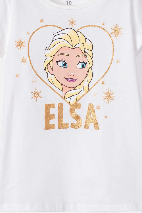 CAMISETA DE FROZEN MARFIL MANGA CORTA PARA NIÑA