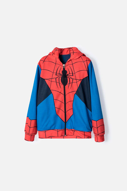 BUZO DE SPIDER-MAN ABIERTO ROJO Y AZUL PARA NIÑO