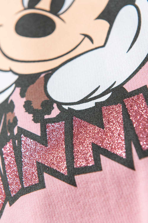 BUZO DE MINNIE MOUSE  CON CAPUCHA ROSADO PARA NIÑA
