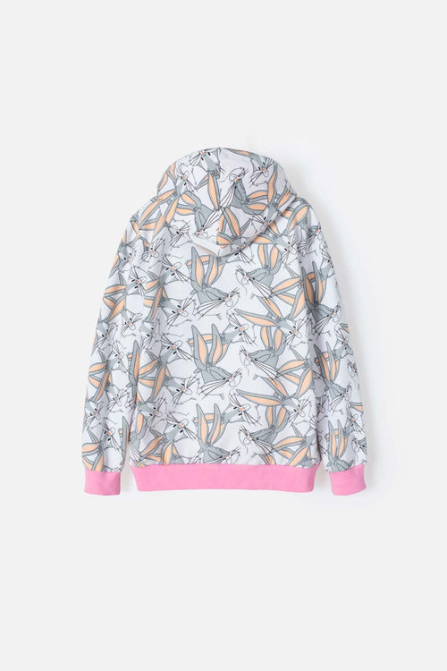 GIRLS' LOONEY TUNES GRAY AND PINK ZIP-UP SWEATSHIRT