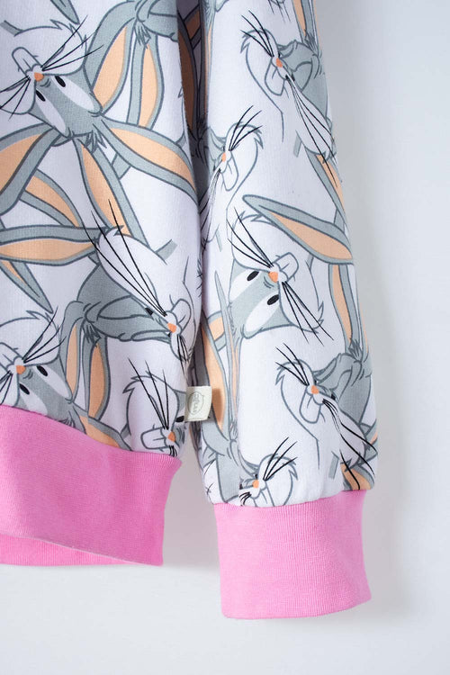 GIRLS' LOONEY TUNES GRAY AND PINK ZIP-UP SWEATSHIRT