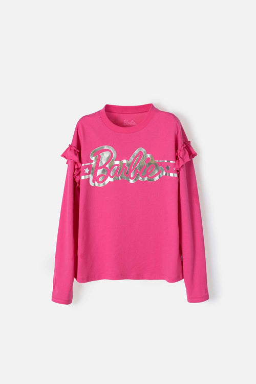CAMISETA DE BARBIE MANGA LARGA FUCSIA PARA NIÑA