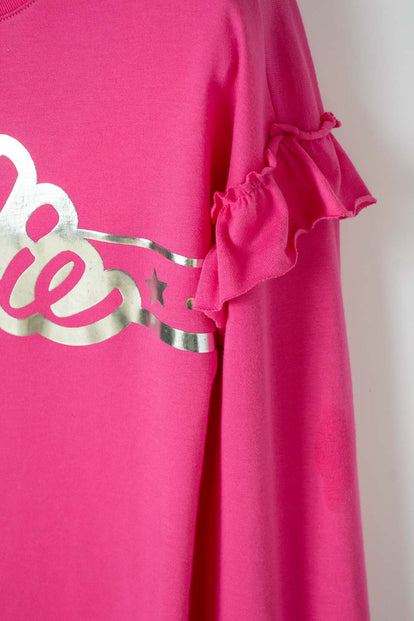 CAMISETA DE BARBIE MANGA LARGA FUCSIA PARA NIÑA