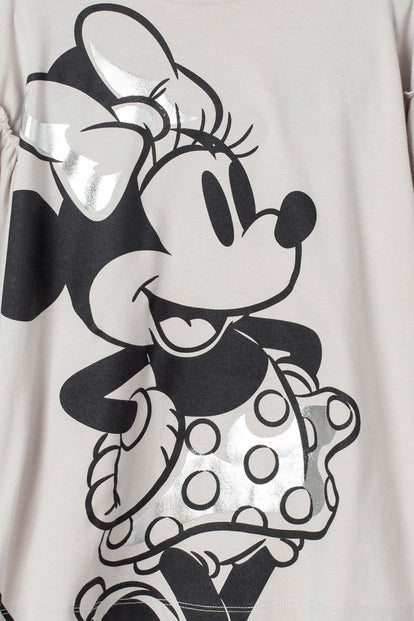 CAMISETA DE MINNIE MOUSE MANGA LARGA GRIS PARA NIÑA